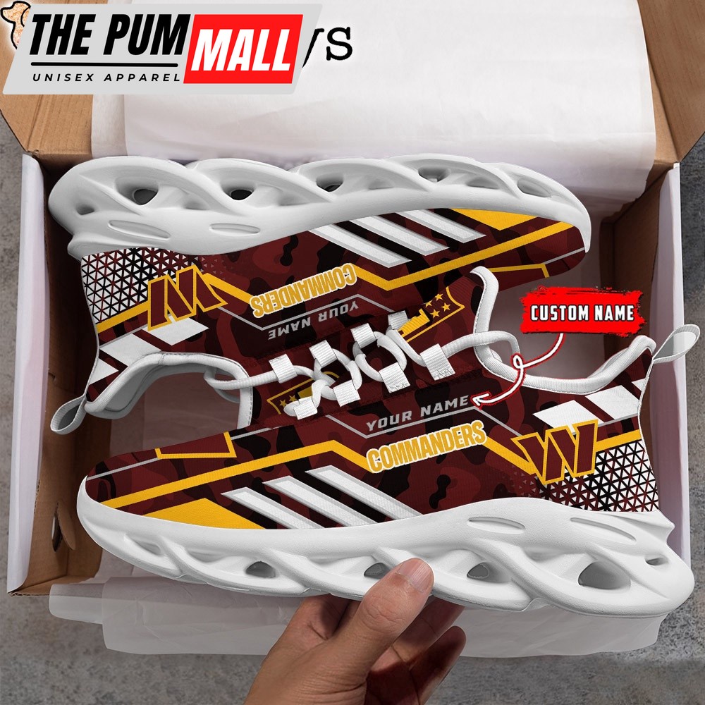 Custom Name NFL Washington Commanders Clunky Camo Max Soul Shoes