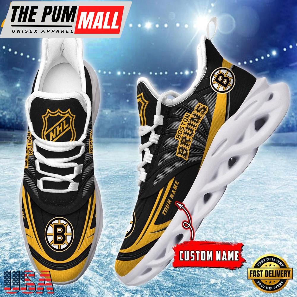 Custom Name NHL Boston Bruins New Design Max Soul Shoes, Running Sneakers Shoes