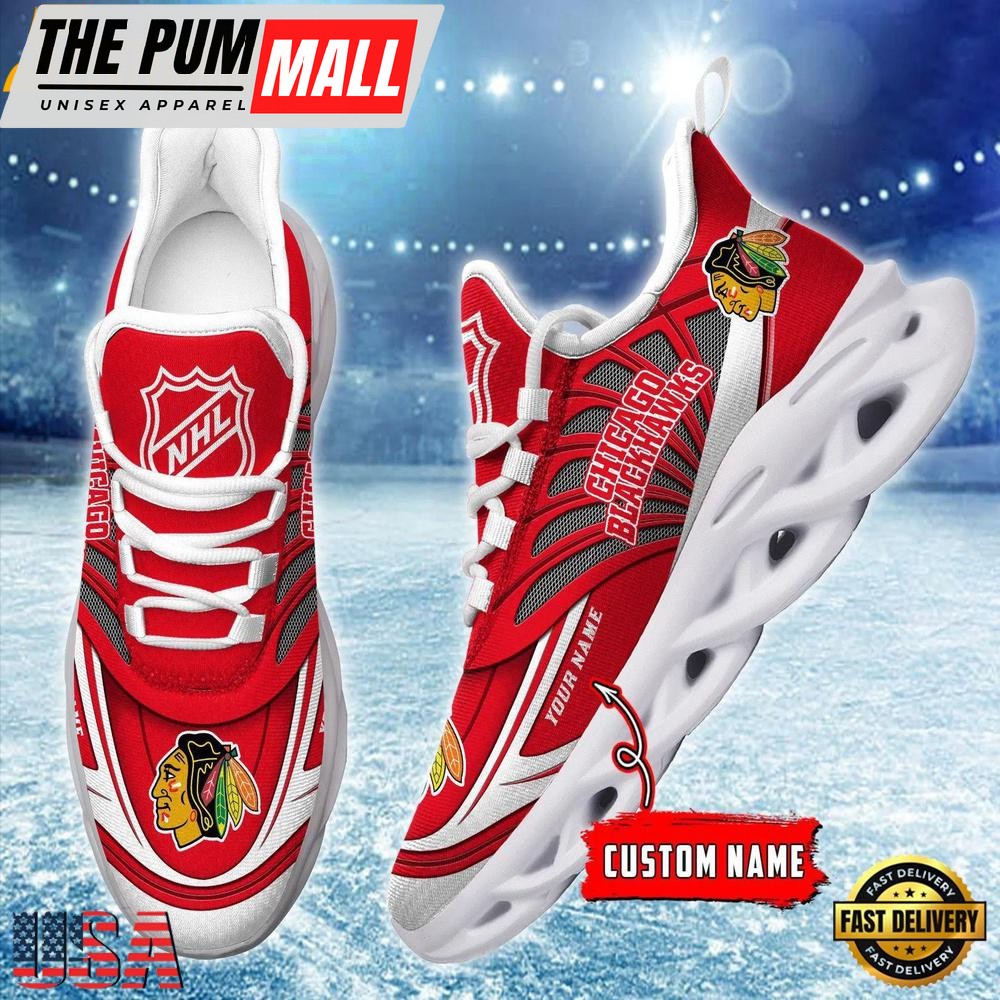 Custom Name NHL Chicago Blackhawks New Design Max Soul Shoes, Running Sneakers Shoes