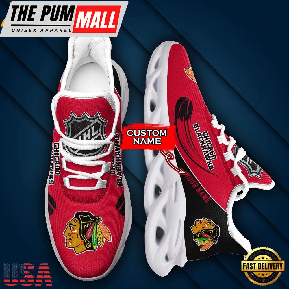 Custom Name NHL Chicago Blackhawks Team Sport Max Soul Shoes