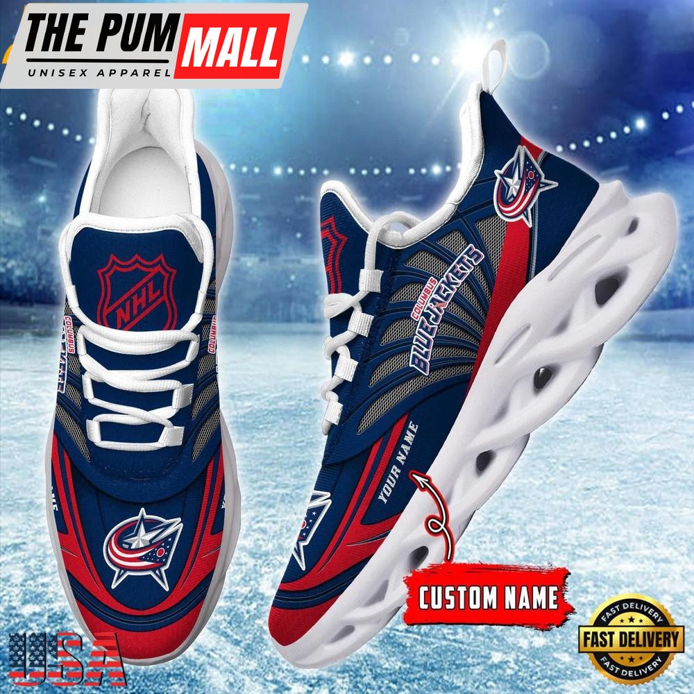 Custom Name NHL Columbus Blue Jackets New Design Max Soul Shoes, Running Sneakers Shoes