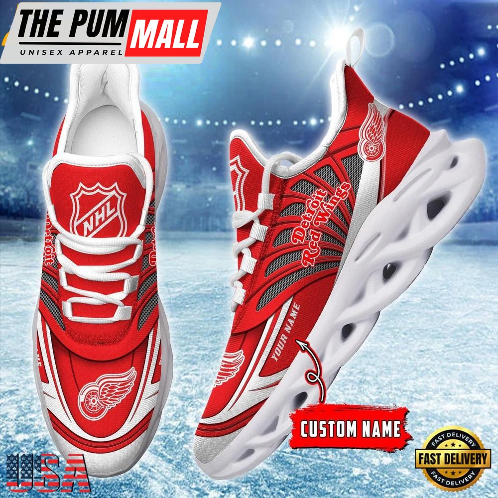 Custom Name NHL Detroit Red Wings New Design Max Soul Shoes, Running Sneakers Shoes
