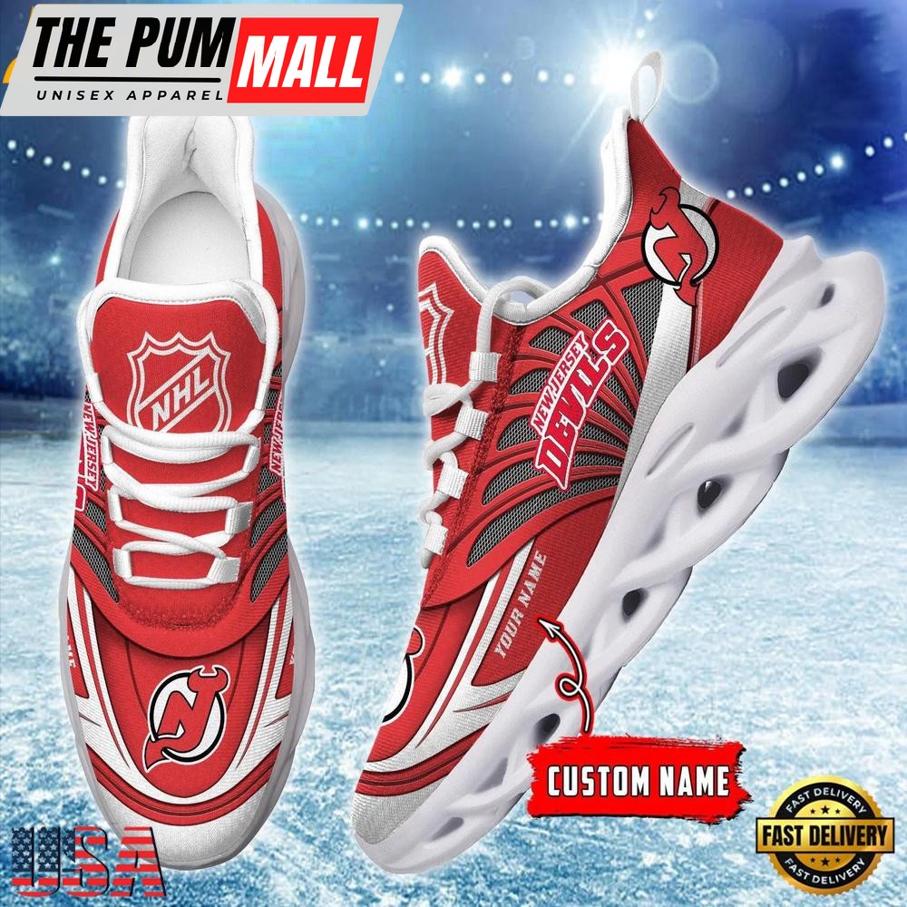 Custom Name NHL New Jersey Devils New Design Max Soul Shoes, Running Sneakers Shoes