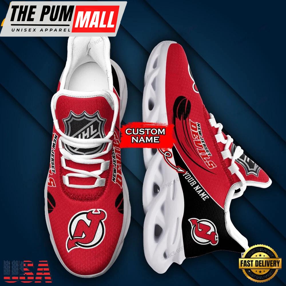Custom Name NHL New Jersey Devils Team Sport Max Soul Shoes