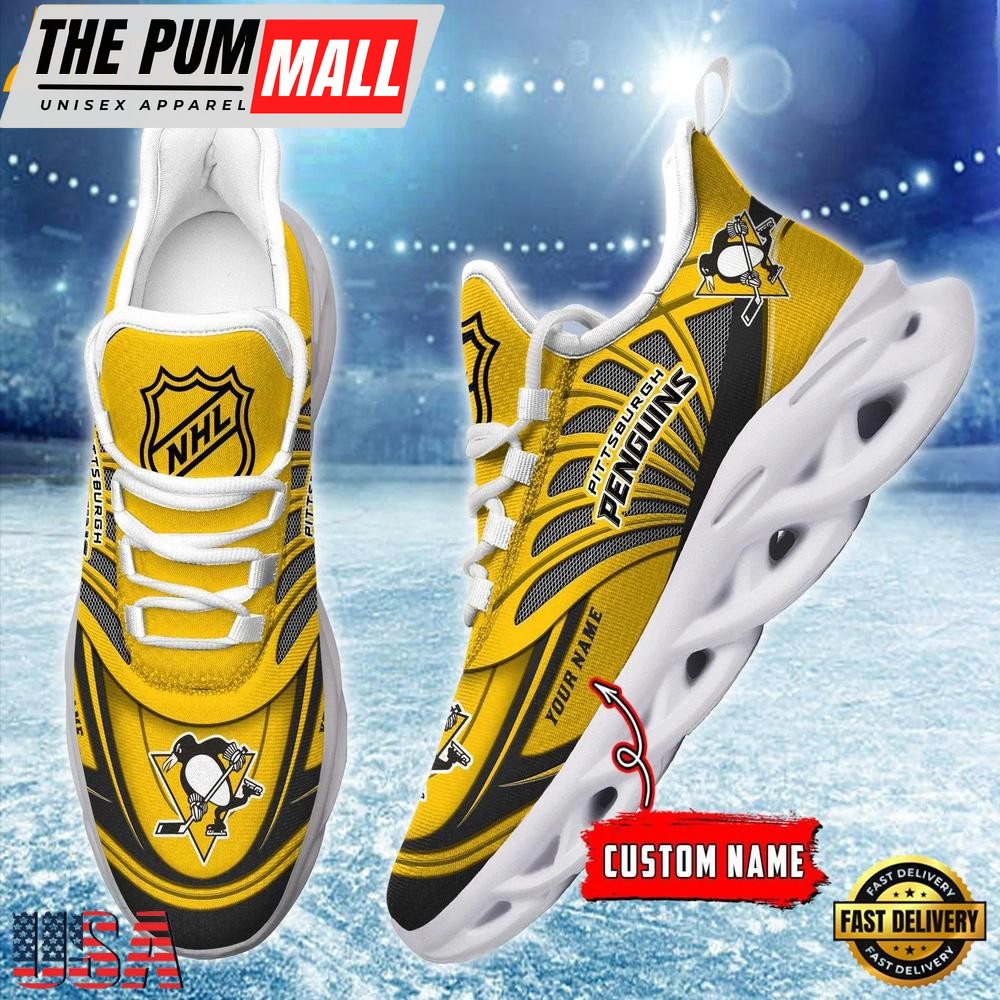 Custom Name NHL Pittsburgh Penguins New Design Max Soul Shoes, Running Sneakers Shoes