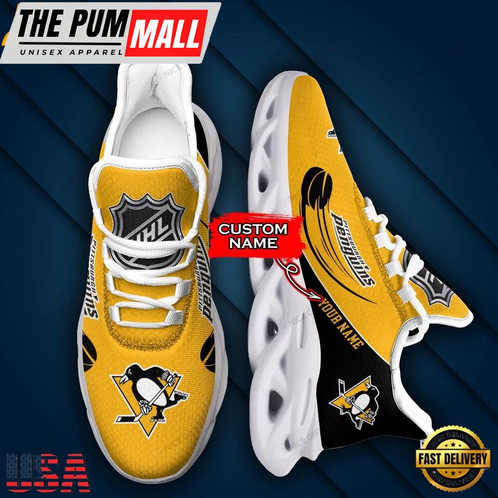 Custom Name NHL Pittsburgh Penguins Team Sport Max Soul Shoes