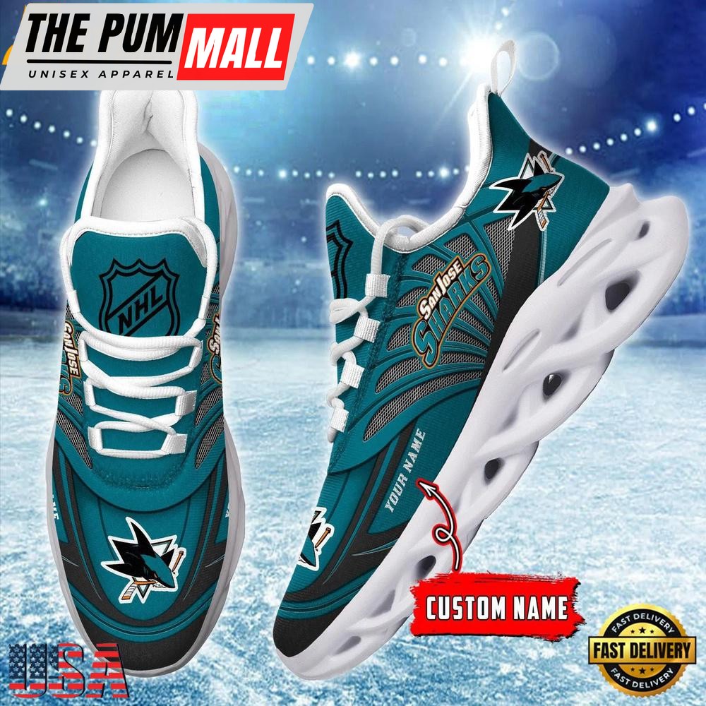 Custom Name NHL San Jose Sharks New Design Max Soul Shoes, Running Sneakers Shoes