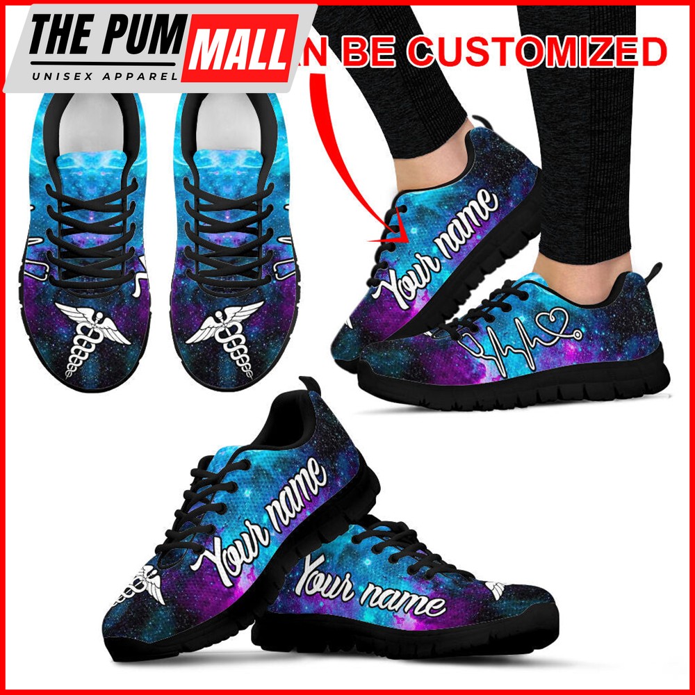 Custom Name Nurse Galaxy Personalized Shoes Fashion Sneaker For Men And Women Comfortable Walking Running Lightweight Casual Shoes Malalan