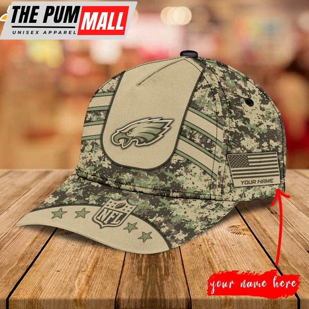 Custom Name Philadelphia Eagles Camo Classic Baseball Cap