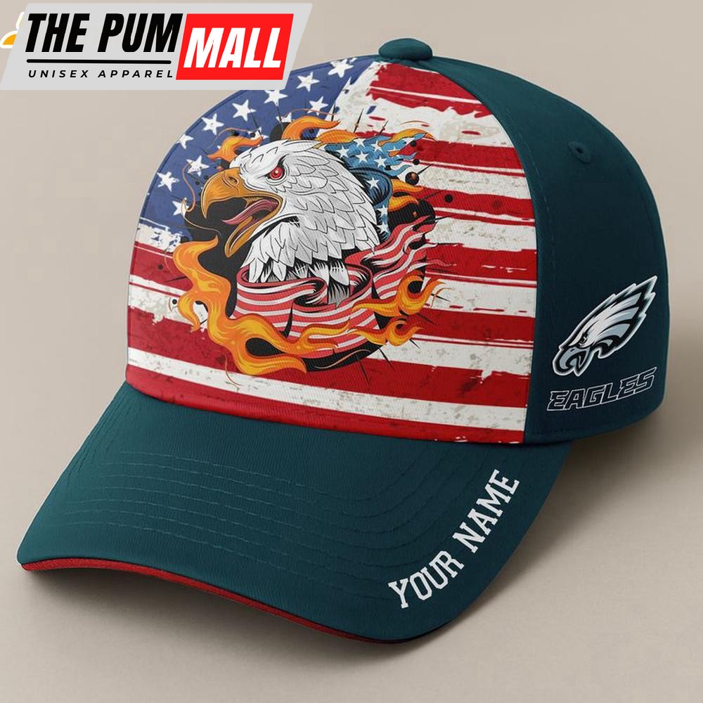Custom Name Philadelphia Eagles Independence Day Baseball Cap