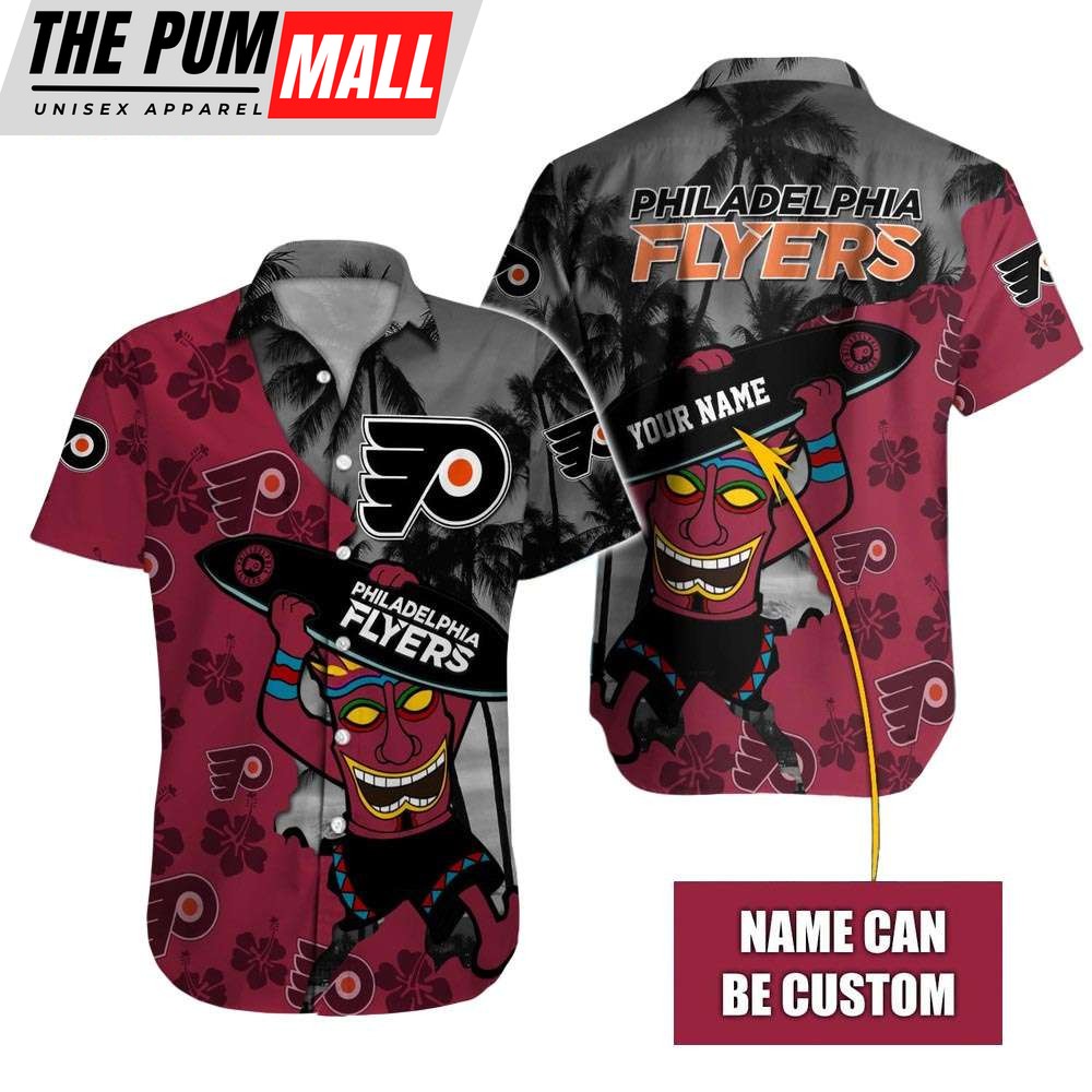 Custom Name Philadelphia Flyers Tiki Man NHL Hawaiian Shirt