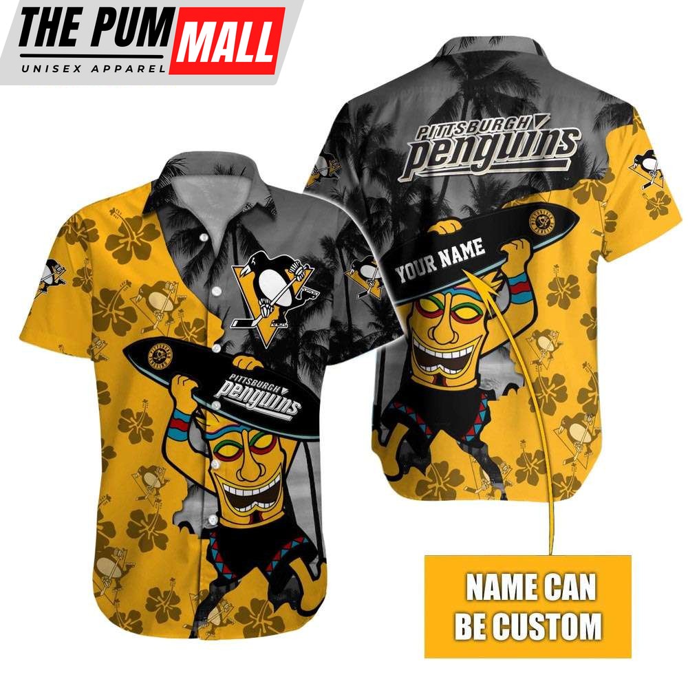 Custom Name Pittsburgh Penguins Tiki Man NHL Hawaiian Shirt