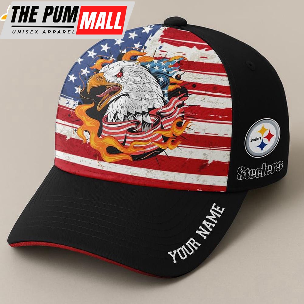 Custom Name Pittsburgh Steelers Independence Day Baseball Cap