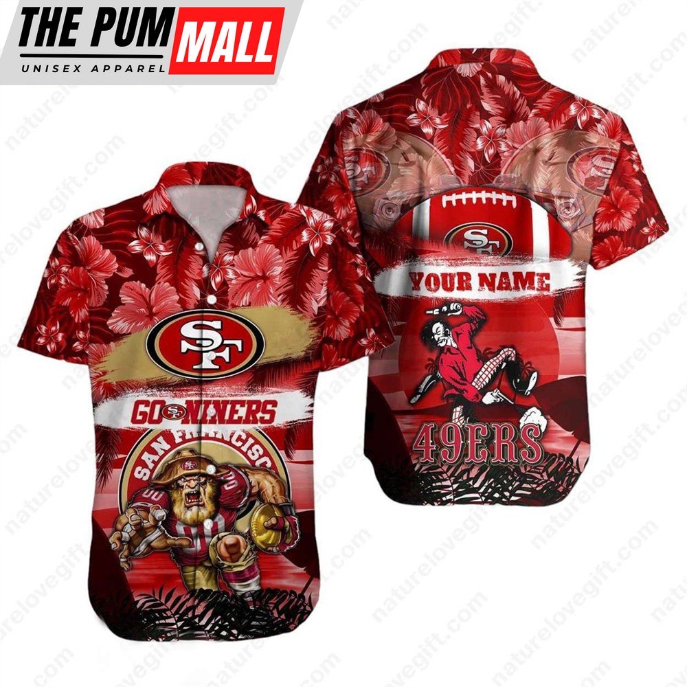 Custom Name San Francisco 49ers Hibiscus Hawaiian Shirt