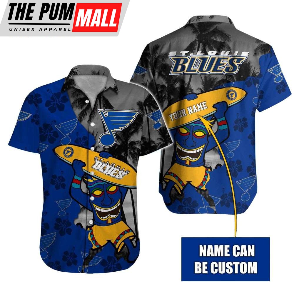 Custom Name St. Louis Blues Tiki Man NHL Hawaiian Shirt