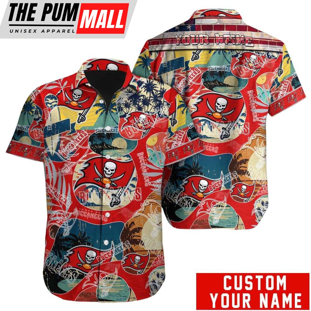 Custom Name Tampa Bay Buccaneers Vintage Hawaiian Shirt