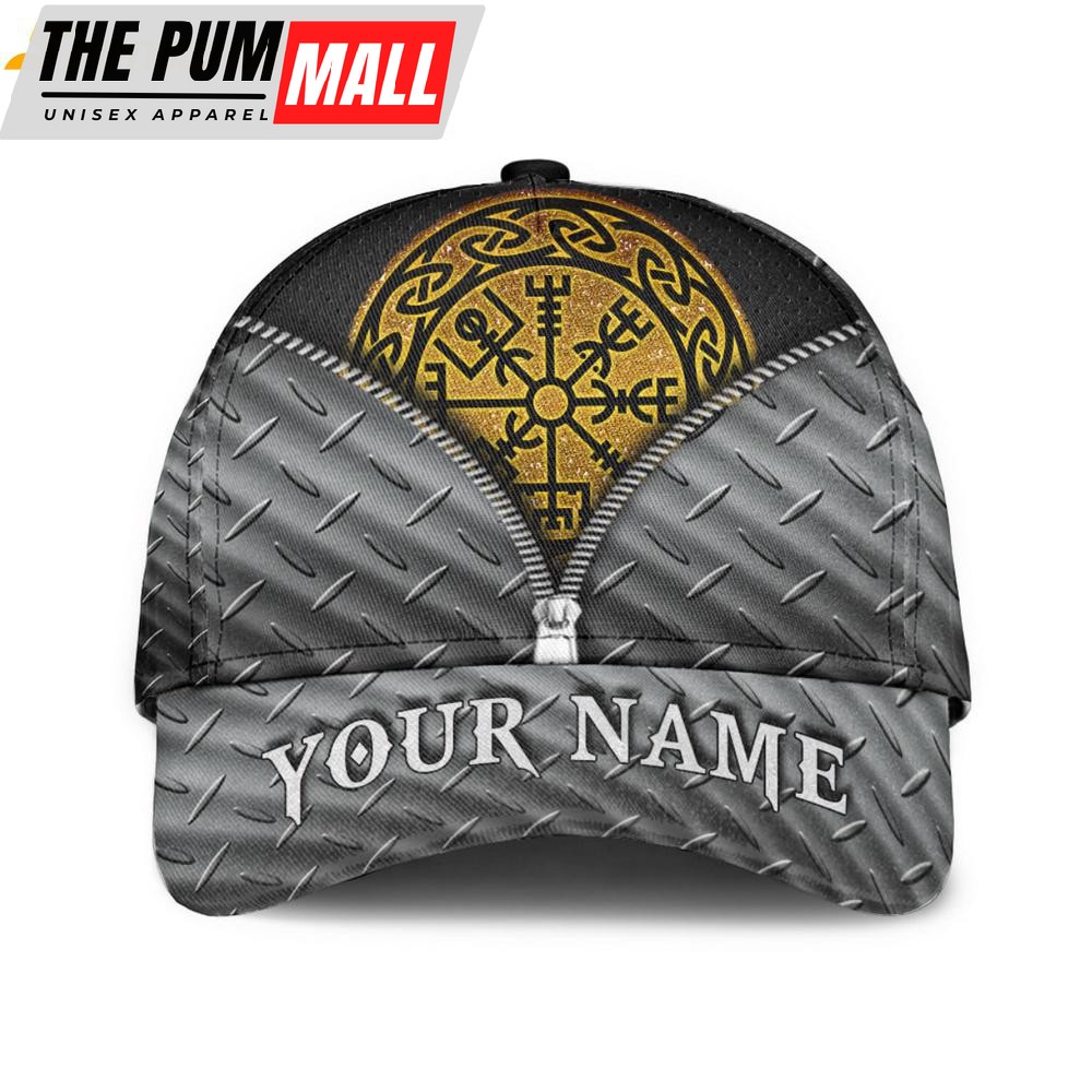Custom Name Viking Golden Vegvisir Classic Baseball Cap