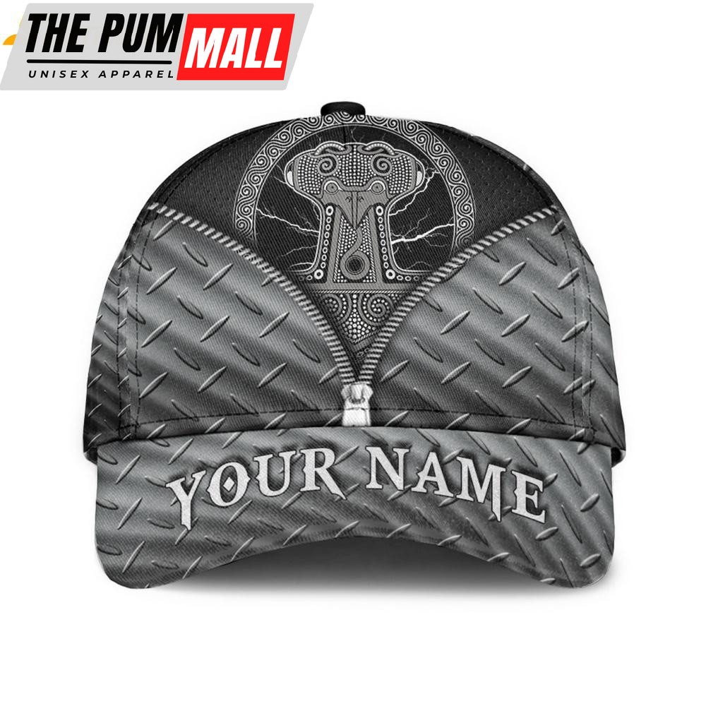 Custom Name Viking Thor’s Hammer Mjollnir Against The Backdrop Of The Glittering Lightning Classic Baseball Cap