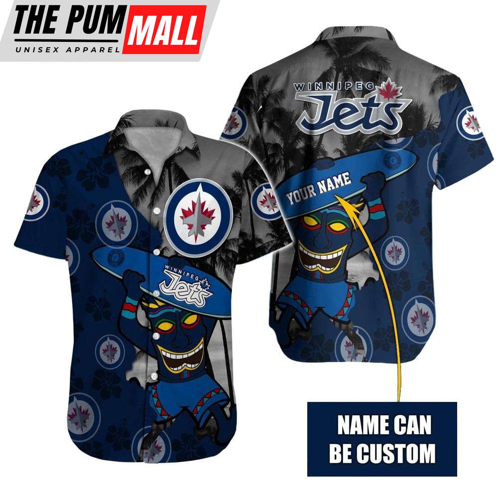 Custom Name Winnipeg Jets Tiki Man NHL Hawaiian Shirt