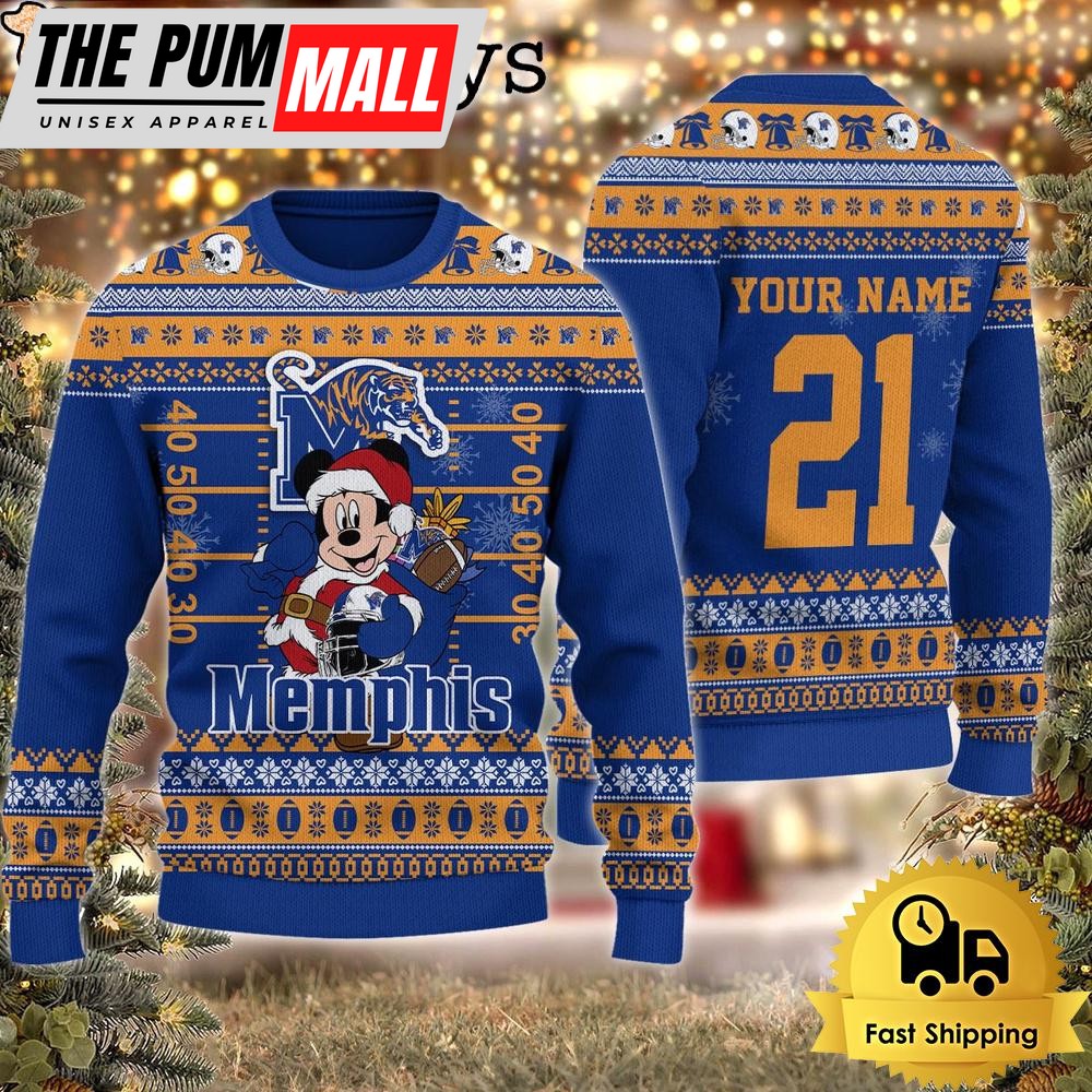 Custom NCAA Memphis Tigers Mickey Mouse Santa Ugly Christmas Sweater