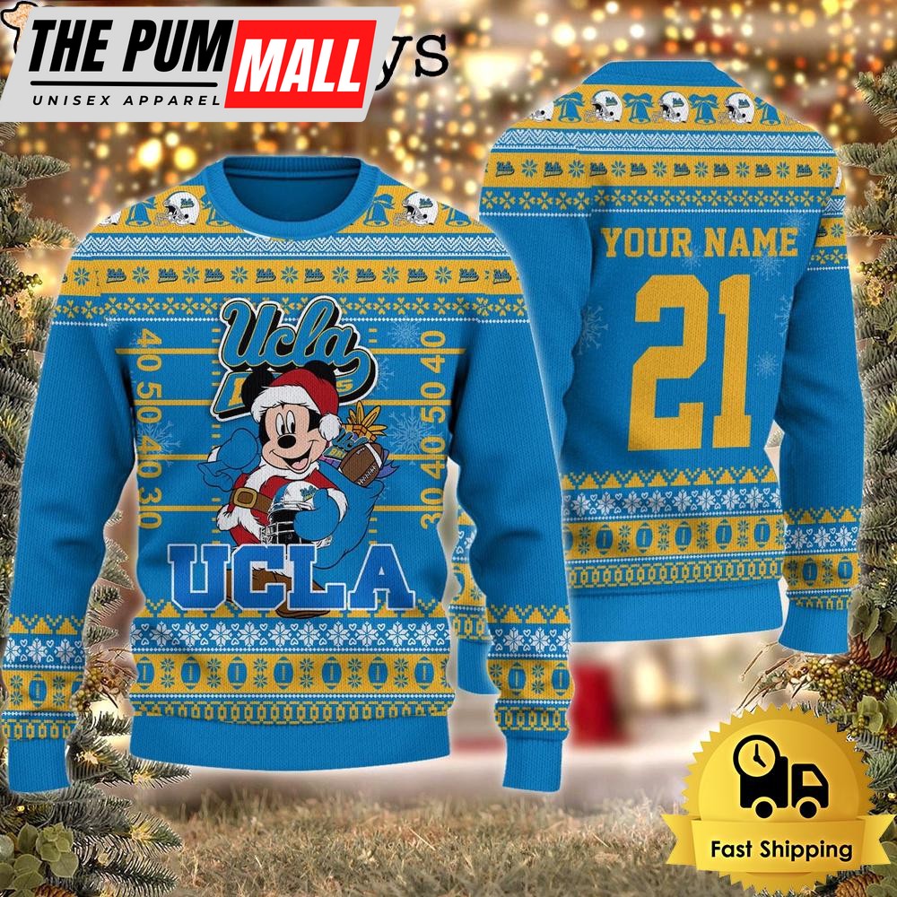 Custom NCAA UCLA Bruins Mickey Mouse Santa Ugly Christmas Sweater