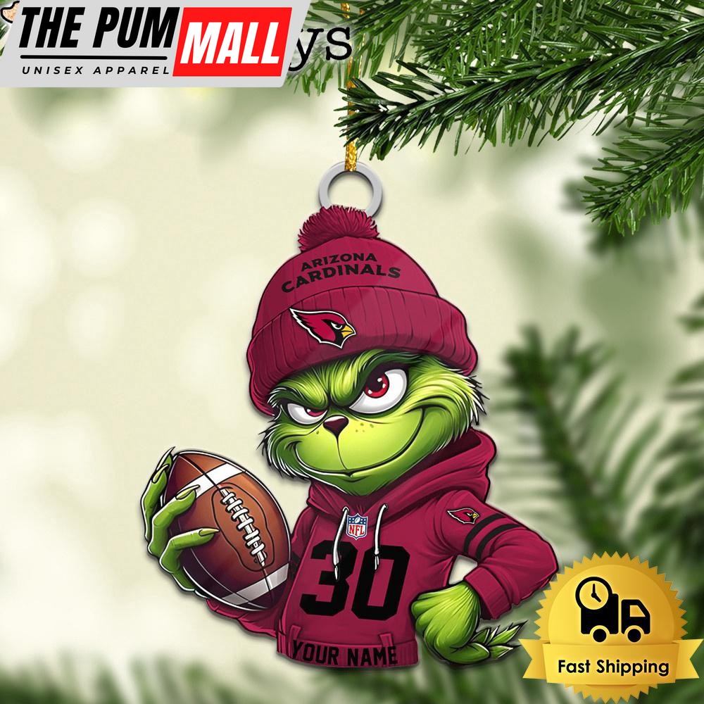 Custom NFL Arizona Cardinals Grinch Christmas Ornament Limited Edition