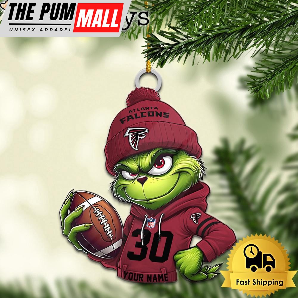 Custom NFL Atlanta Falcons Grinch Christmas Ornament Limited Edition