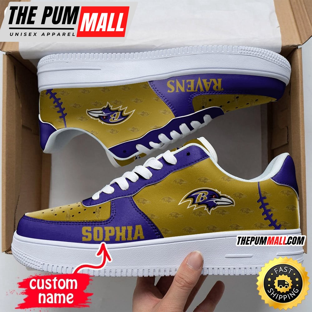 Custom NFL Baltimore Ravens Air Force 1 Shoes Fashionable Air Force 1