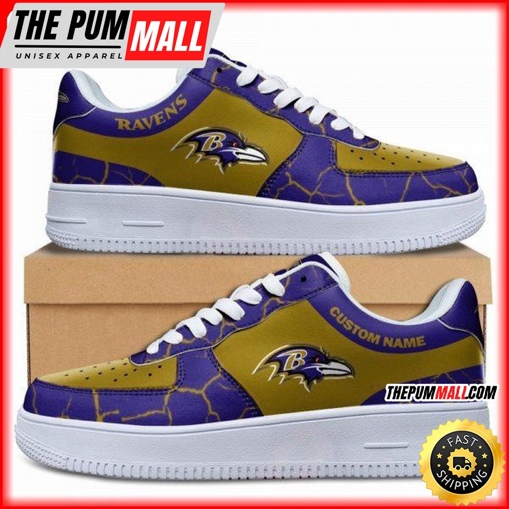 Custom NFL Baltimore Ravens Air Force 1 Shoes Sneaker Football Shoes For Fans