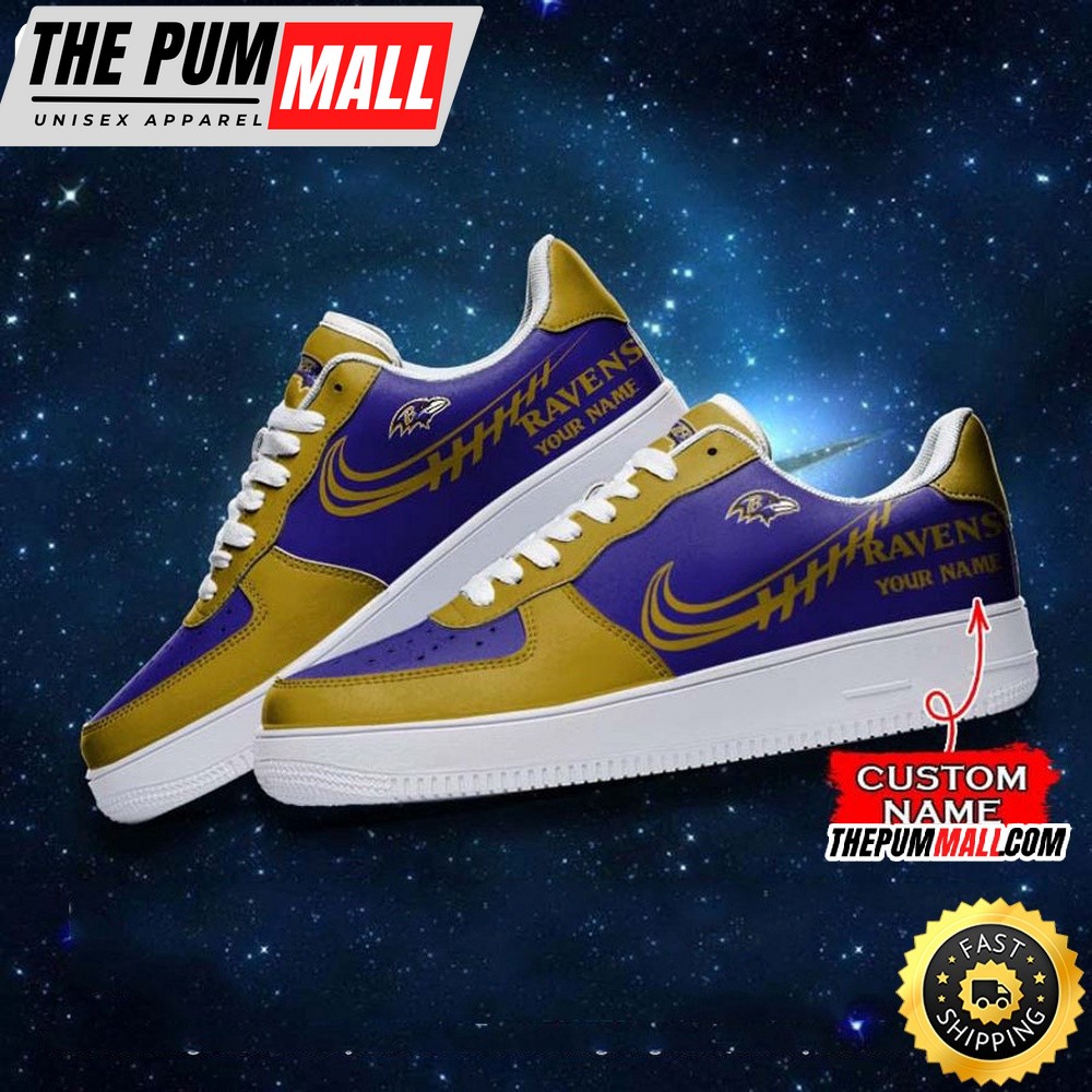Custom NFL Baltimore Ravens Air Force 1 Shoes Sneaker Football Shoes For Sport Fans