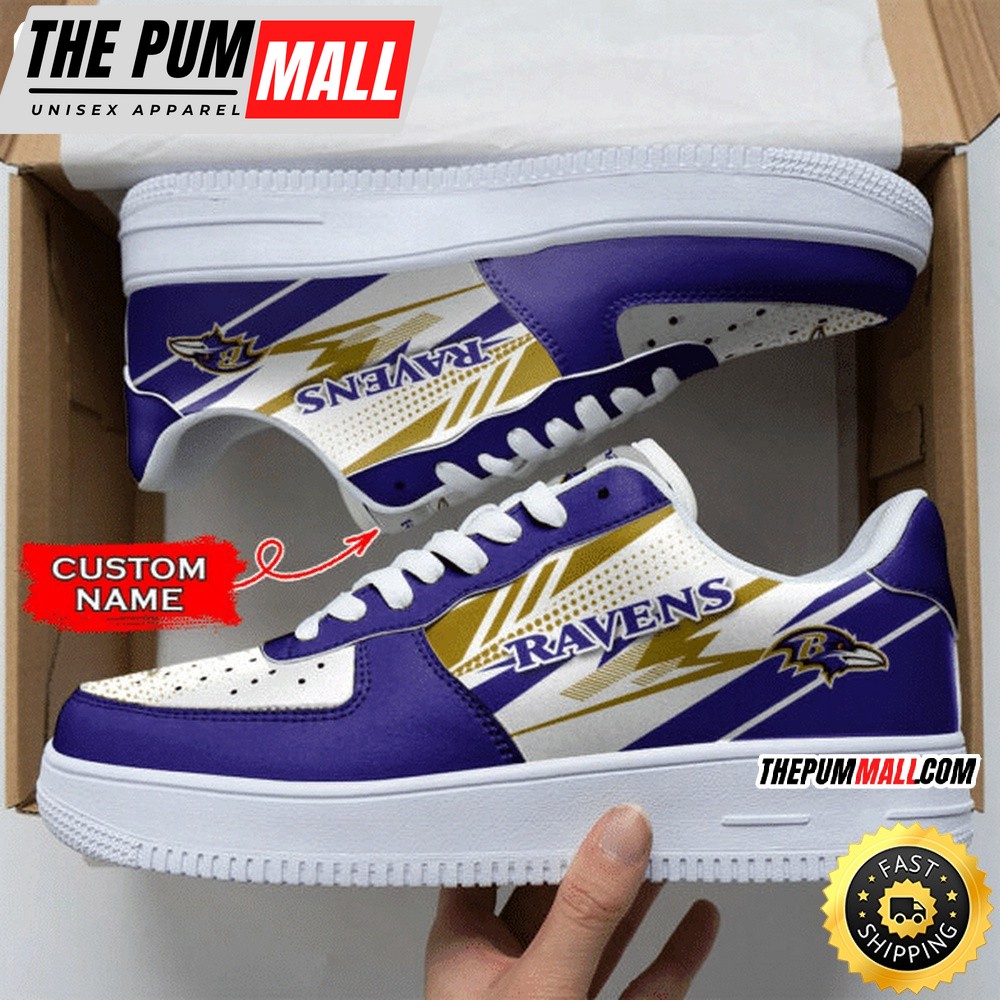 Custom NFL Baltimore Ravens Air Force 1 Shoes Sports Sneaker For Fans