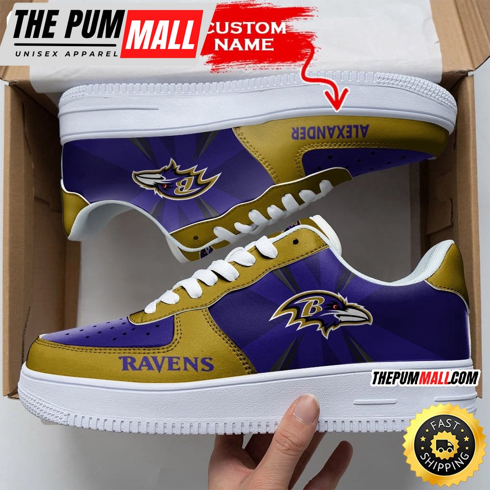 Custom NFL Baltimore Ravens Air Force 1 Shoes Versatile AF1 Series