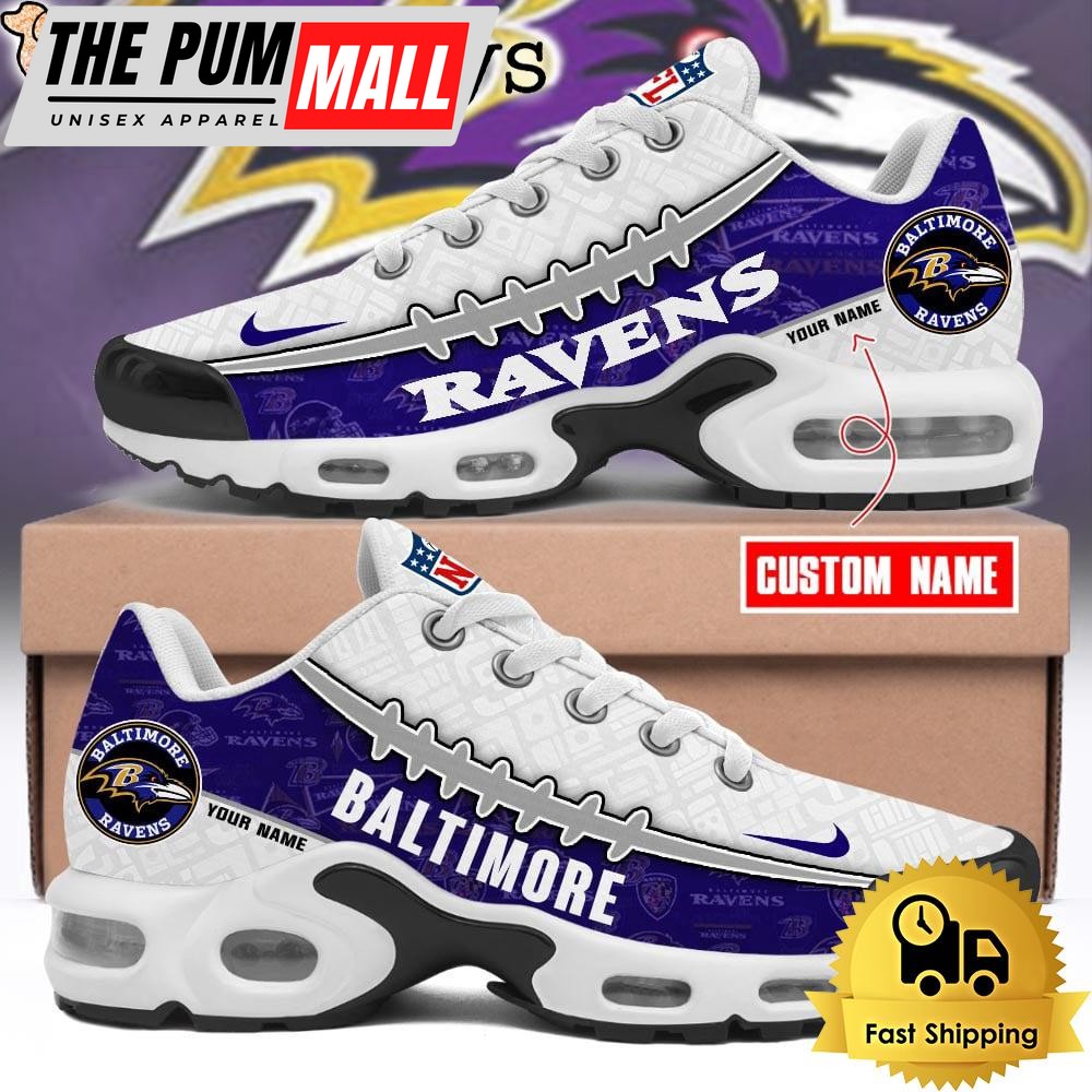 Custom NFL Baltimore Ravens Limited Design Air Max Plus Shoes