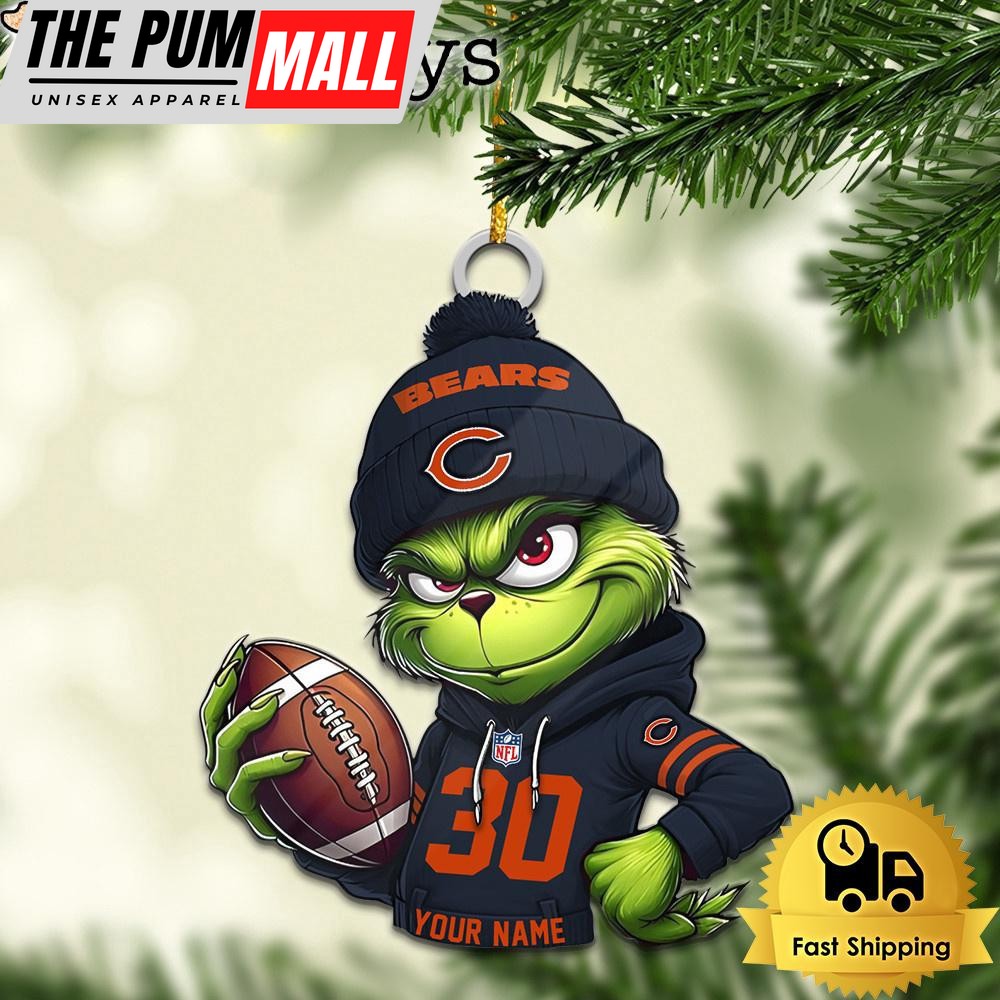 Custom NFL Chicago Bears Grinch Christmas Ornament Limited Edition