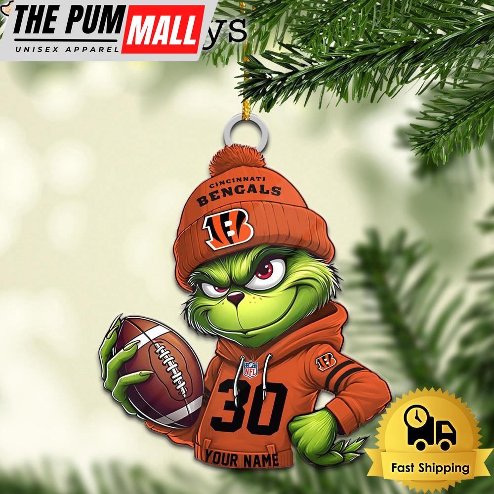 Custom NFL Cincinnati Bengals Grinch Christmas Ornament Limited Edition