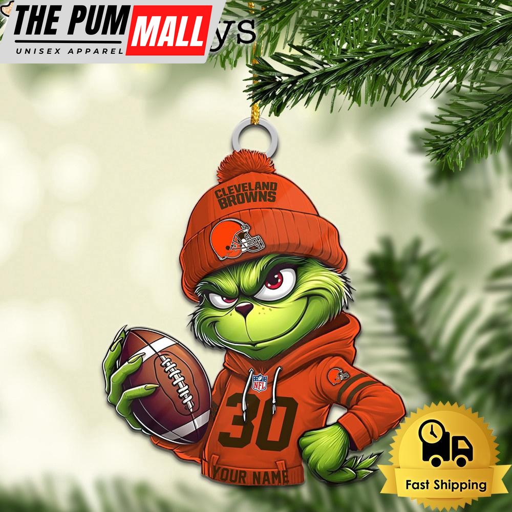 Custom NFL Cleveland Browns Grinch Christmas Ornament Limited Edition