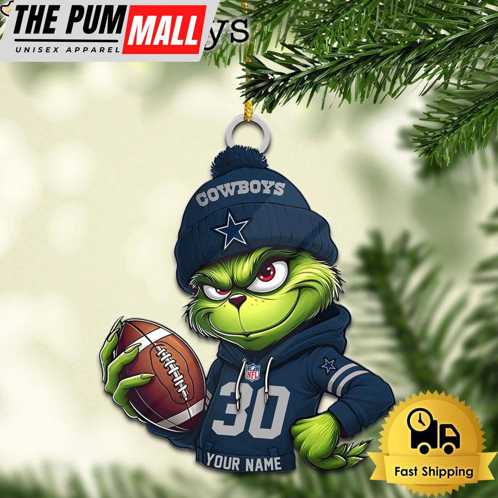 Custom NFL Dallas Cowboys Grinch Christmas Ornament Limited Edition