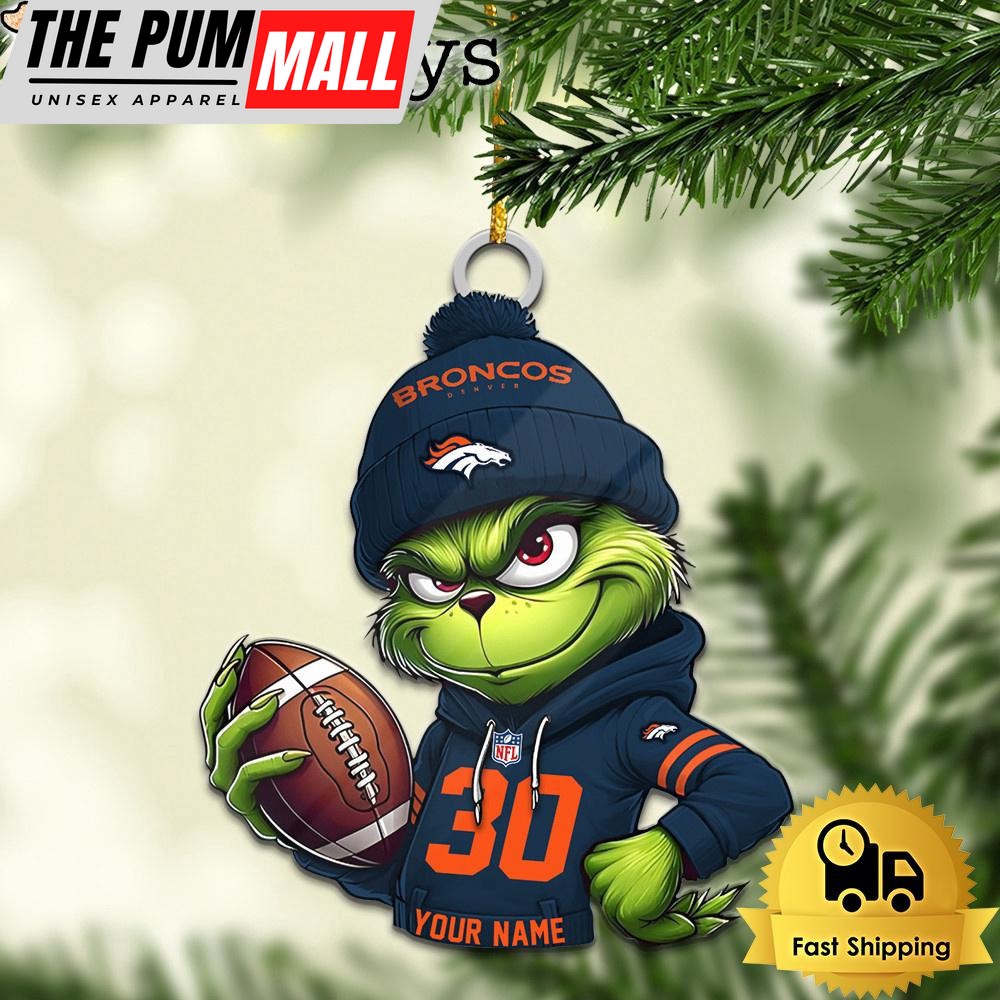 Custom NFL Denver Broncos Grinch Christmas Ornament Limited Edition