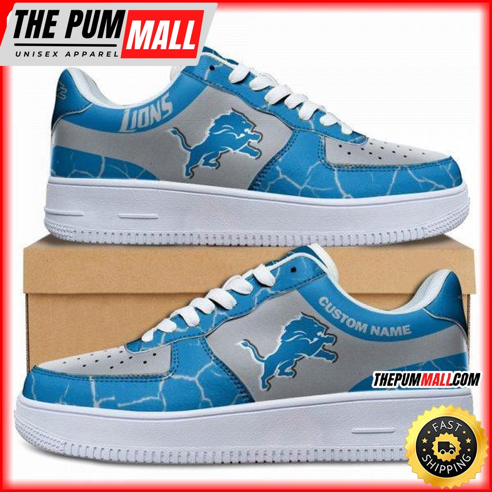 Custom NFL Detroit Lions Air Force 1 Shoes Sneaker Football Shoes For Fans
