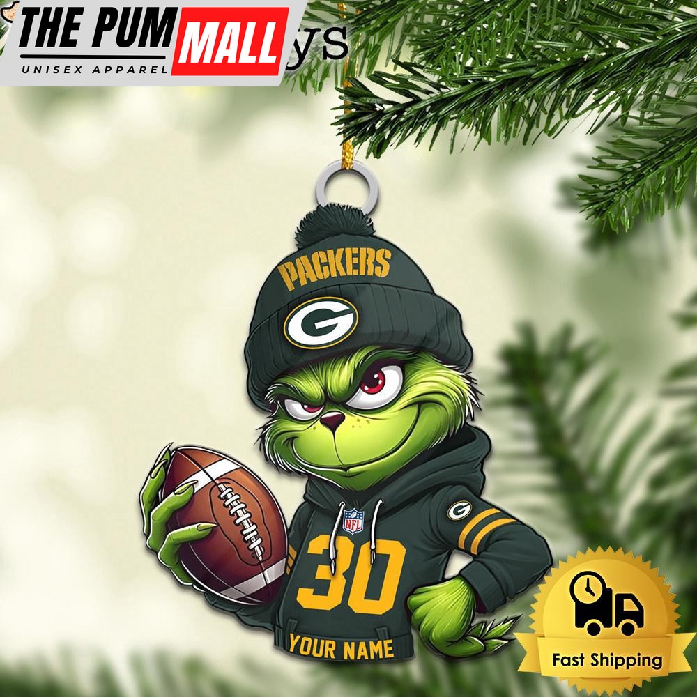 Custom NFL Green Bay Packers Grinch Christmas Ornament Limited Edition