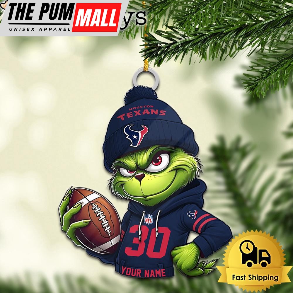 Custom NFL Houston Texans Grinch Christmas Ornament Limited Edition