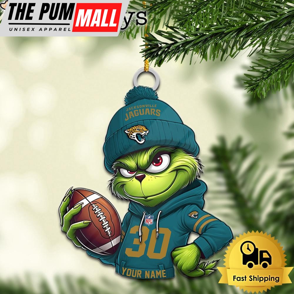 Custom NFL Jacksonville Jaguars Grinch Christmas Ornament Limited Edition