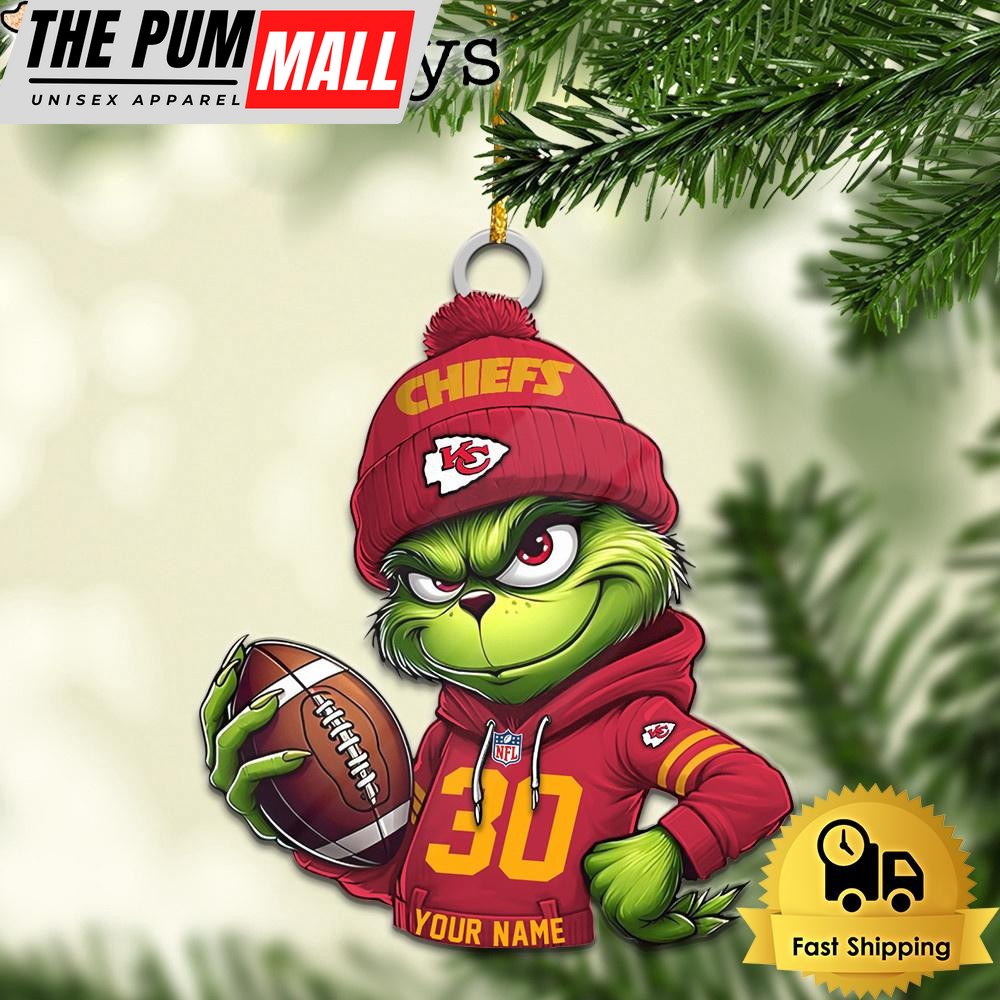 Custom NFL Kansas City Chiefs Grinch Christmas Ornament Limited Edition