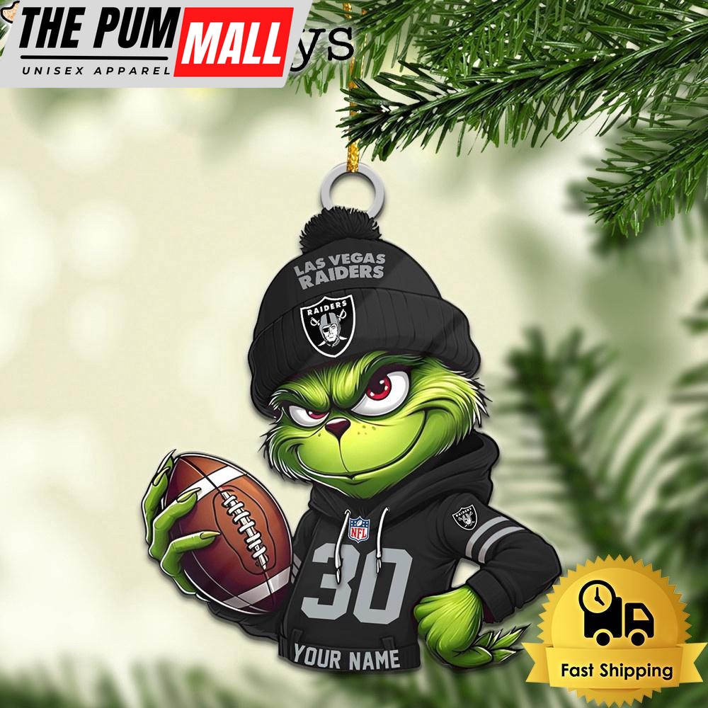 Custom NFL Las Vegas Raiders Grinch Christmas Ornament Limited Edition