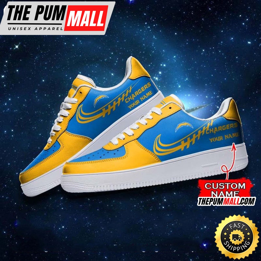 Custom NFL Los Angeles Chargers Air Force 1 Shoes Sneaker Football Shoes For Sport Fans