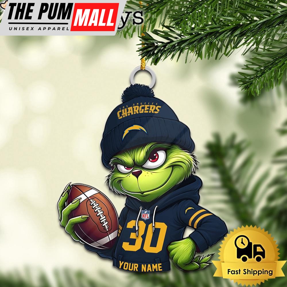 Custom NFL Los Angeles Chargers Grinch Christmas Ornament Limited Edition