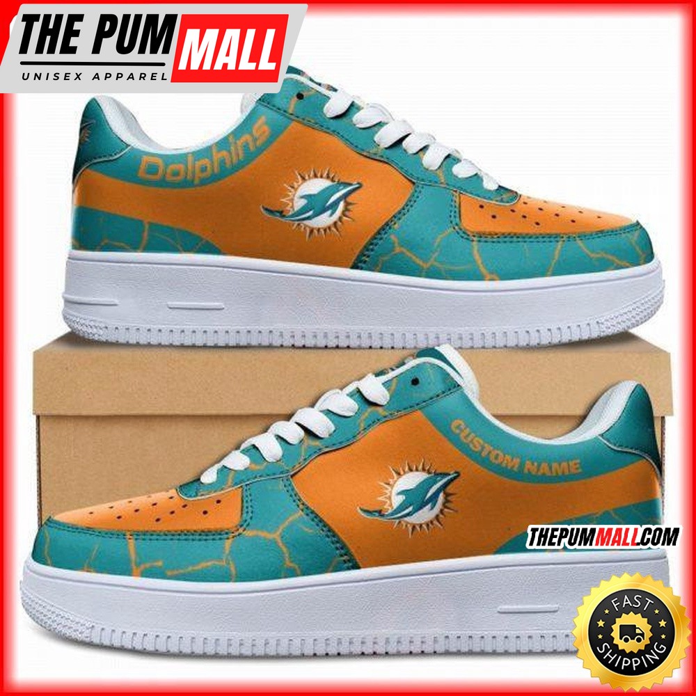 Custom NFL Miami Dolphins Air Force 1 Shoes Sneaker Football Shoes For Fans