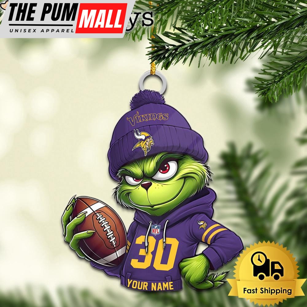 Custom NFL Minnesota Vikings Grinch Christmas Ornament Limited Edition