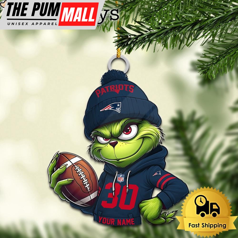 Custom NFL New England Patriots Grinch Christmas Ornament Limited Edition