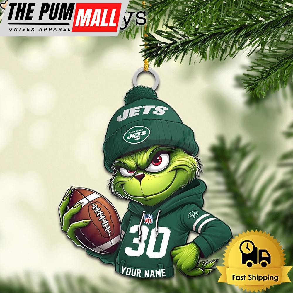 Custom NFL New York Jets Grinch Christmas Ornament Limited Edition